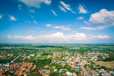 High angle view of townscape against sky