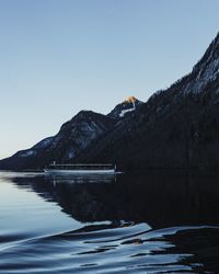 Scenic view of lake against clear sky