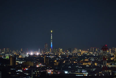 Illuminated city at night
