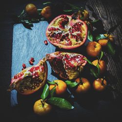 High angle view of fruits on table