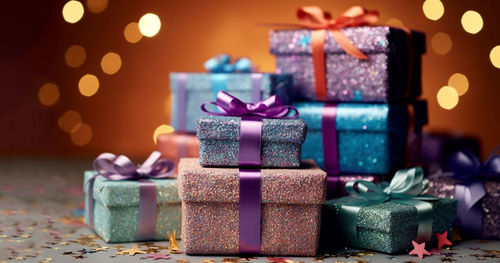 Close-up of christmas presents