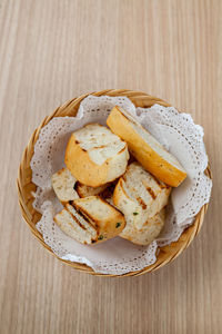 High angle view of food in plate