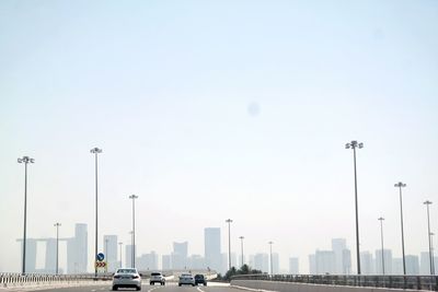Traffic on road in city