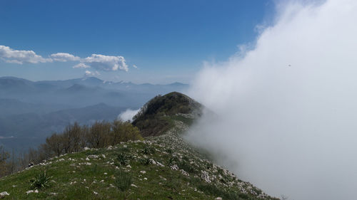 Scenic view of mountains against sky