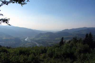 Scenic view of mountains against clear sky