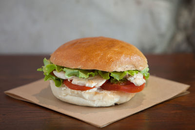 Close-up of sandwich on table