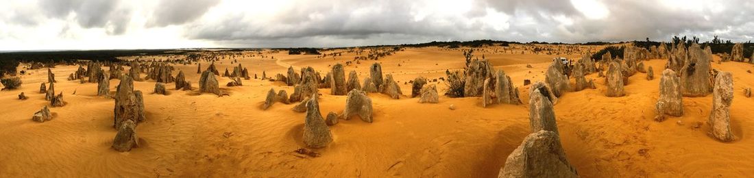 Panoramic view of desert against sky