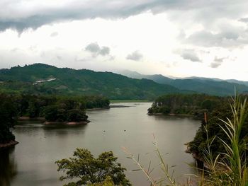 Scenic view of lake against sky