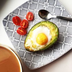 Close-up of breakfast served on table