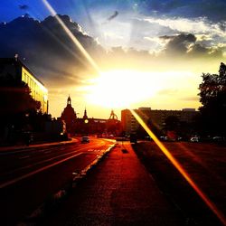 Railroad track at sunset