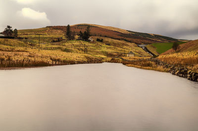 Scenic view of landscape against cloudy sky