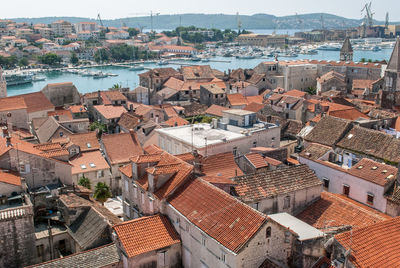 High angle view of buildings in city