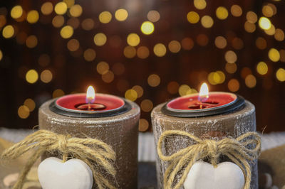 Close-up of illuminated candles