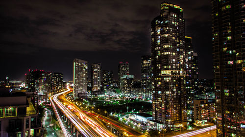 Illuminated cityscape at night