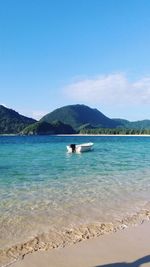 Scenic view of sea against blue sky