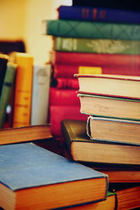 Close-up of book on wooden table