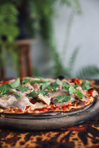 Close-up of pizza in plate