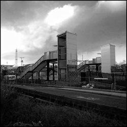 Industrial building against cloudy sky