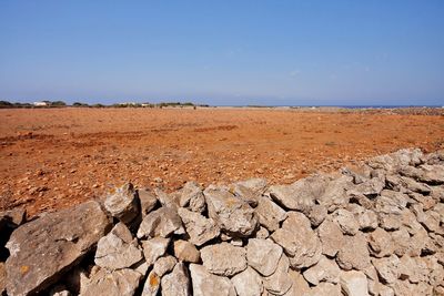 Scenic view of land against clear sky