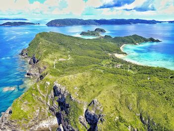 High angle view of sea against sky