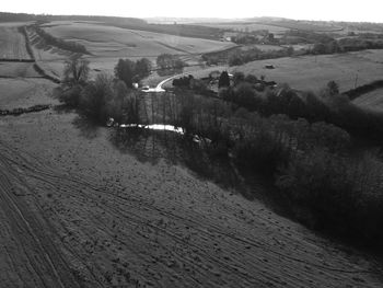 High angle view of land