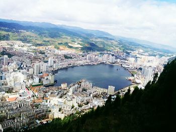 High angle view of city