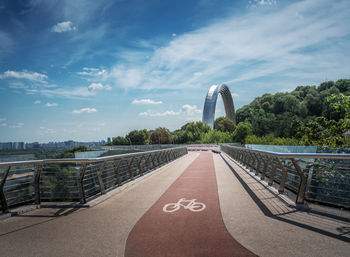 High angle view of bridge against sky