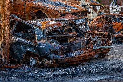 View of old rusty cars