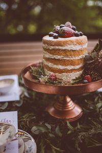 Close-up of cake on table