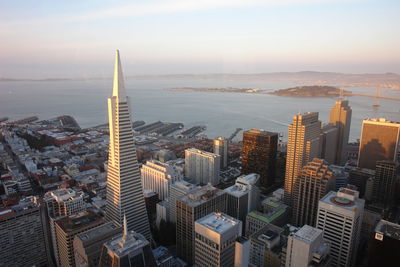 High angle view of buildings in city
