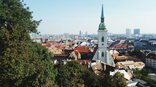 High angle shot of cityscape