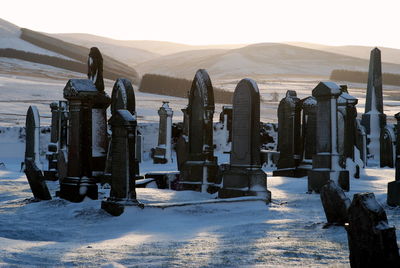 Panoramic view of landscape against sky during winter