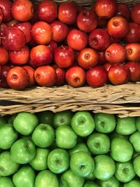 High angle view of fruits in market for sale