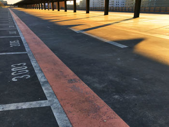 Diminishing view of road with markings