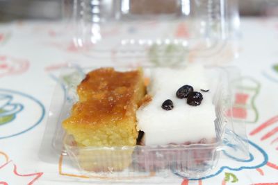 Close-up of dessert on table