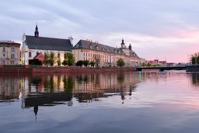 Reflection of buildings in water