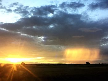 Scenic view of field against sky during sunset