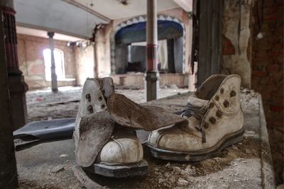 Close-up of abandoned room