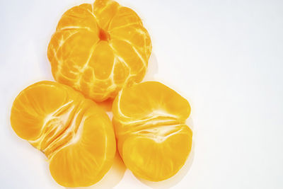 Close-up of chopped fruit against white background