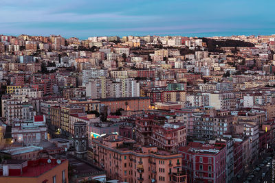 High angle view of townscape against sky