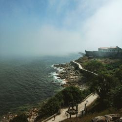 Scenic view of sea against clear sky