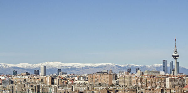 Cityscape against clear sky