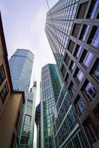 Low angle view of modern buildings in city