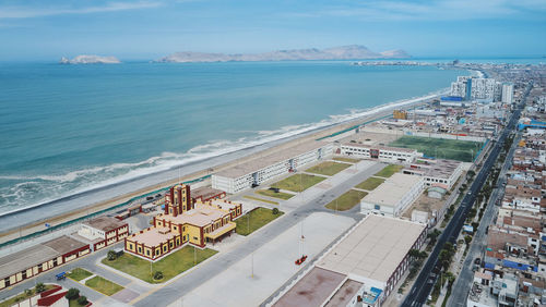 High angle view of sea against sky