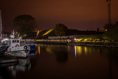 Scenic view of river against sky at night