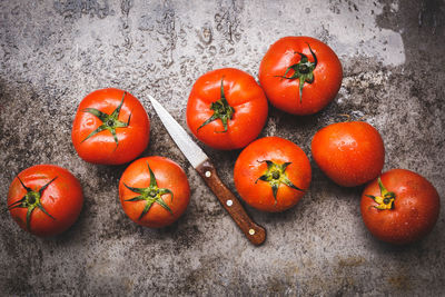 Directly above shot of tomatoes on table