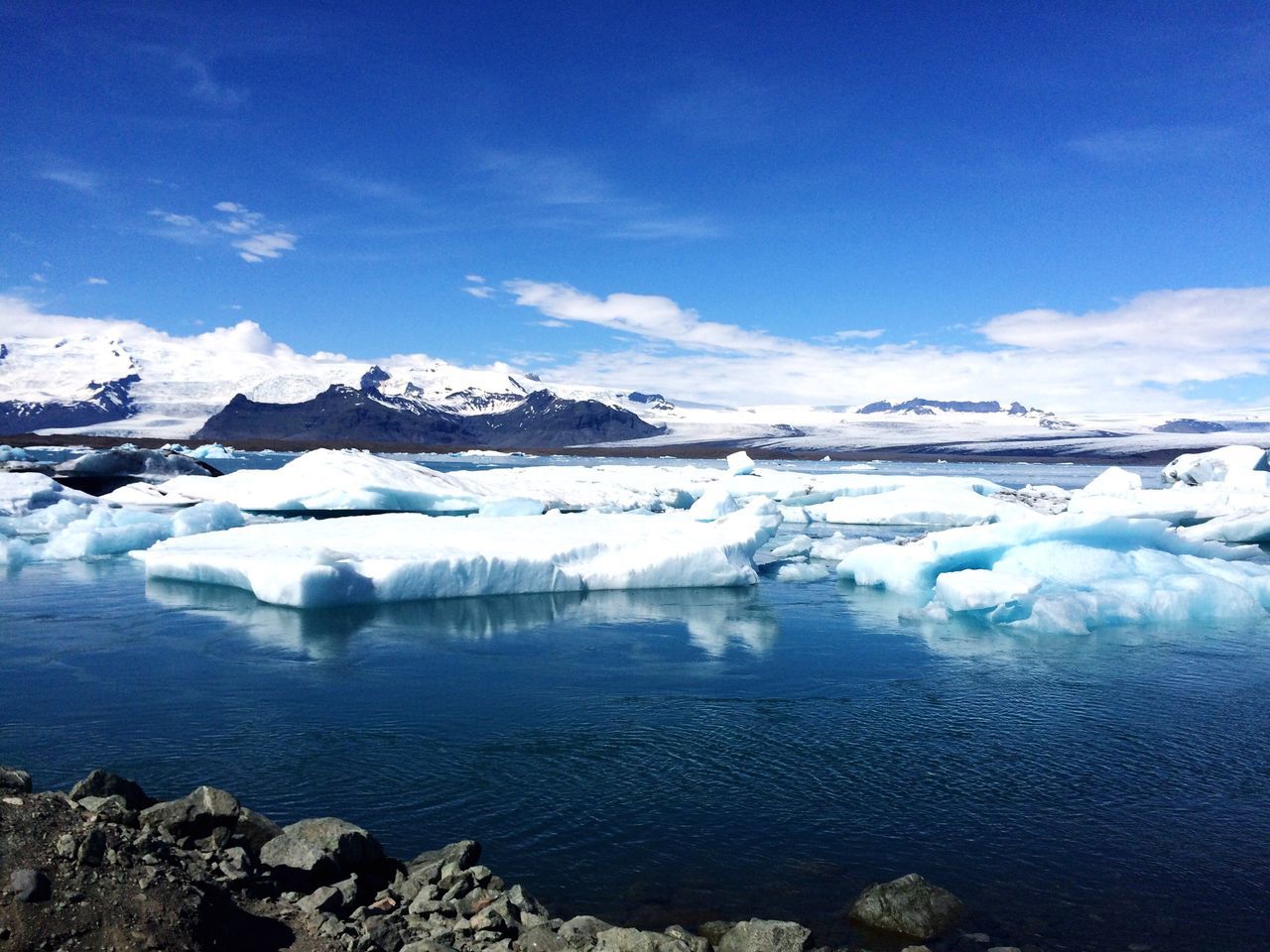 water, tranquil scene, scenics, season, cold temperature, winter, snow, tranquility, beauty in nature, lake, sky, reflection, non-urban scene, frozen, majestic, idyllic, landscape, nature, calm, blue, solitude, remote, day, mountain, cloud - sky, cloud, stream, flowing, countryside, outdoors, no people