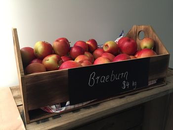 Various fruits in crate in box