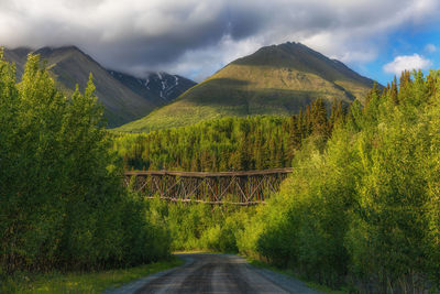 Road amidst green landscape against sky