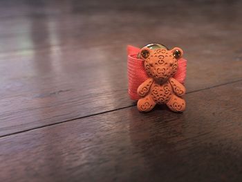 High angle view of figurine on table